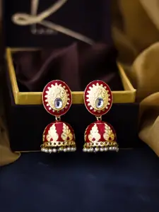 Bellofox Maroon Contemporary Meenakari Jhumkas