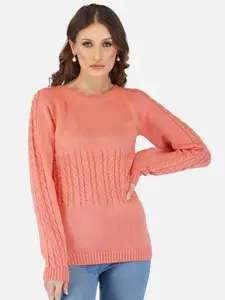 Chemistry Cable Knit Self Design Acrylic Pullover Sweater