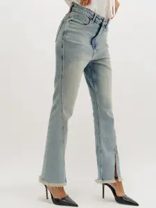 FREAKINS Women Bootcut Heavy Fade Clean Look High-Rise Pure Cotton Jeans