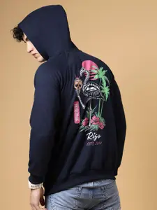 Rigo Men Printed Fleece Pullover Casual Hooded Sweatshirt
