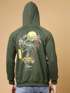 Rigo Men Printed Fleece Pullover Casual Hooded Sweatshirt