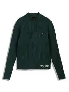 Tommy Hilfiger Girls Striped High Neck Long Sleeves Pullover Sweater