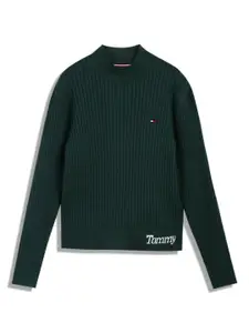 Tommy Hilfiger Girls Striped High Neck Long Sleeves Pullover Sweater
