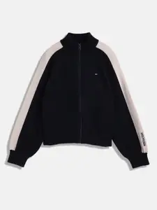 Tommy Hilfiger Girls Colourblocked Mock Collar Pullover Sweater