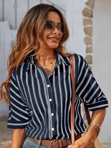 Slyck Striped Shirt Style Top