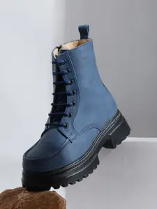 VALIOSAA Women Mid Top Platform Heeled Chunky Boots