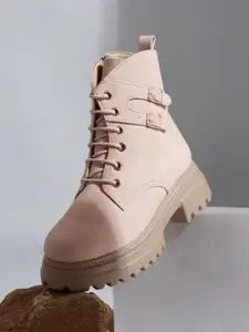 VALIOSAA Women Heeled Buckle Detail Mid-Top Regular Boots