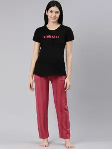 TRUNDZ Typography Printed Maternity T-shirt With Lounge Pant
