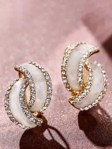 VIEN Gold-Plated Cubic Zirconia Contemporary Studs Earrings