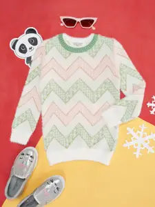 Pantaloons Junior Girls Chevron Printed Long Sleeves Acrylic Pullover Sweater