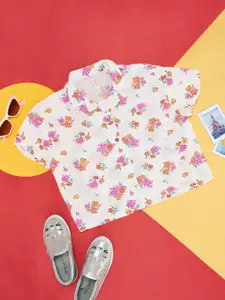 Pantaloons Junior Girls Floral Printed Shoulder Straps Short Top With Shirt