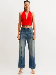 FREAKINS Women Straight Fit High-Rise Jeans