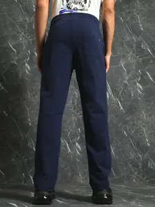 Breakbounce Navy Blue Men Straight Fit Regular Trouser