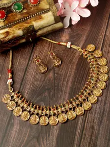 KARATCART Gold-Plated Kundan Stone-Studded Necklace & Earrings
