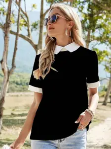 Stylecast X Slyck Black Shirt Collar Shirt Style Top