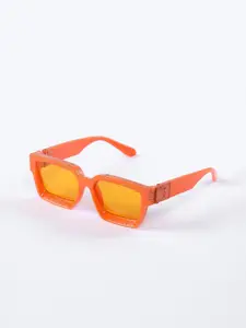 Snitch Men Orange UV Protected Lens Rectangle Sunglasses SN0021