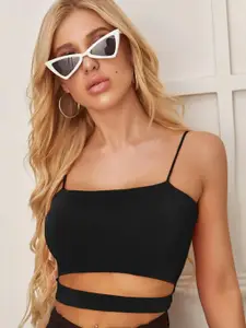 Slyck Shoulder Straps Cut-Out Detailed Fitted Crop Top
