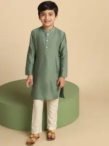 KISAH Boys Regular Fit Solid Kurta Pyjama Set