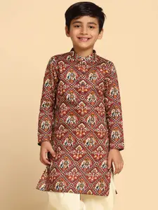 KISAH Boys Printed Regular Fit Patola Print Kurta