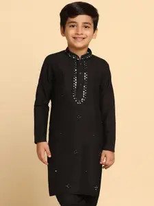 KISAH Boys Ethnic Motifs Embroidered Mirror Work Straight Kurta