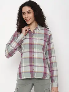 AMERICAN EAGLE OUTFITTERS Checked Spread Collar Long Sleeves Casual Shirt