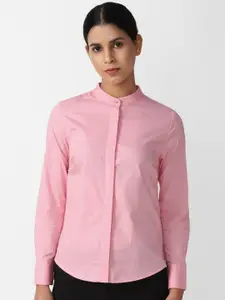 Van Heusen Woman Self Design Mandarin Collar Pure Cotton Casual Shirt