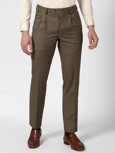 Van Heusen Men Pleated Mid Rise Formal Trousers