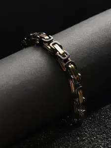 French Accent Men Gold-Plated Twisted Chain Link Bracelet
