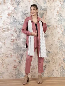 Athena Women White Self Design Scarf