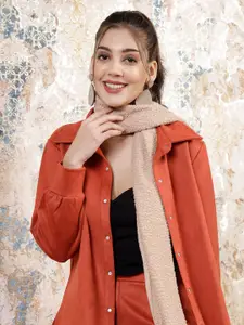 Athena Women Beige Self Design Scarf