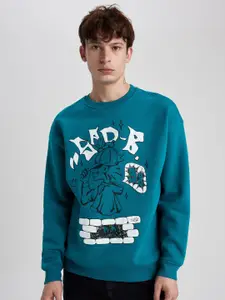 DeFacto Typography Printed Round Neck Pullover Sweatshirt