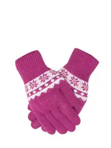 LOOM LEGACY Women Self Design Acrylic Wool Gloves