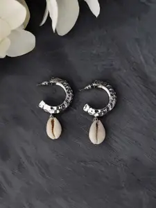 Bellofox Silver-Toned Silver-Plated Half Hoop Earrings