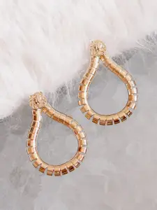 Bellofox Gold Plated Artificial Stones Studded Drop Earrings