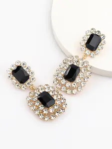 Bellofox Gold-Toned Artificial Stones Studded Contemporary Drop Earrings