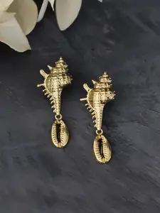 Bellofox Gold-Plated Beaded Contemporary Drop Earrings