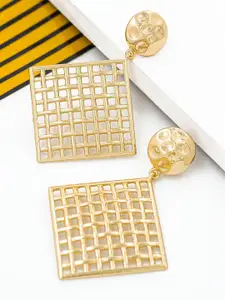 Bellofox Gold-Toned Gold-Plated Geometric Drop Earrings