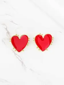 Bellofox Gold-Toned Gold-Plated Heart Shaped Studs Earrings