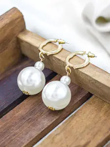Bellofox White & Gold-Plated Drop Earrings