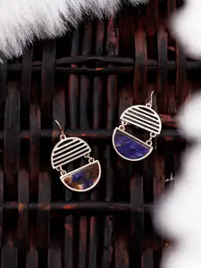 Bellofox Blue & Gold-Toned Gold-Plated Contemporary Drop Earrings