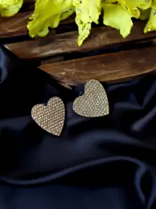 Bellofox Gold-Pleated Heart Shaped Studs Earrings