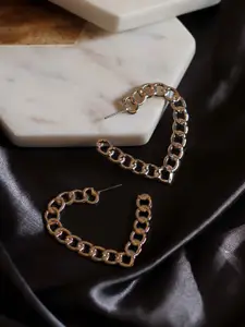 Bellofox Silver-Plated Heart Shaped Half Hoop Earrings