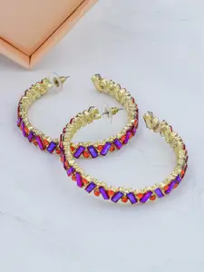 Bellofox Purple & Red Gold-Plated Hoop Earrings