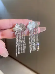 Bellofox Silver-Plated Artificial Stones Drop Earrings