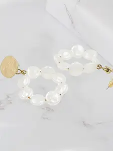 Bellofox Gold-Toned & White Gold-Plated Pearlalike Beaded Drop Earrings