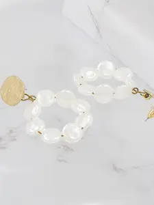 Bellofox Gold-Toned & White Gold-Plated Pearlalike Beaded Drop Earrings