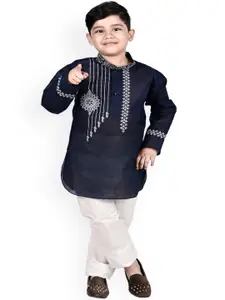 BAESD Boys Ethnic Motifs Printed Straight Pure Cotton Kurta with Trousers