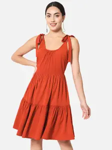 BAESD Shoulder Straps Gathered Detail Fit and Flare Dress