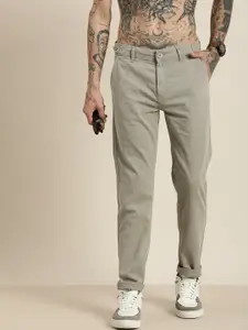HERE&NOW Men Mid-Rise Tapered Fit Chinos Trousers
