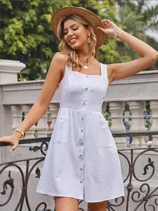 StyleCast White Shoulder Straps A-Line Dress